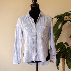 Forever 21 button-down plaid flannel shirt blouse size s NWT